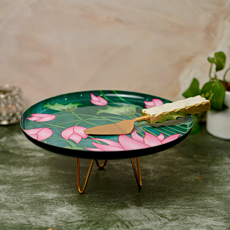 Lotus Scape Metal Cake Stand