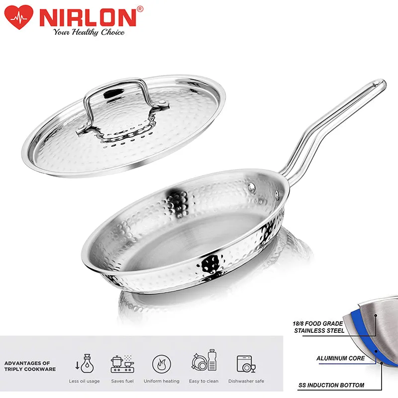 Nirlon Hammered Steel Frying Pan With Lid - 10 Inches media 6