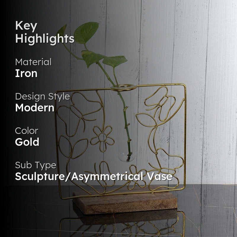 Floro Bask Test Tube Planter - Golden image 2