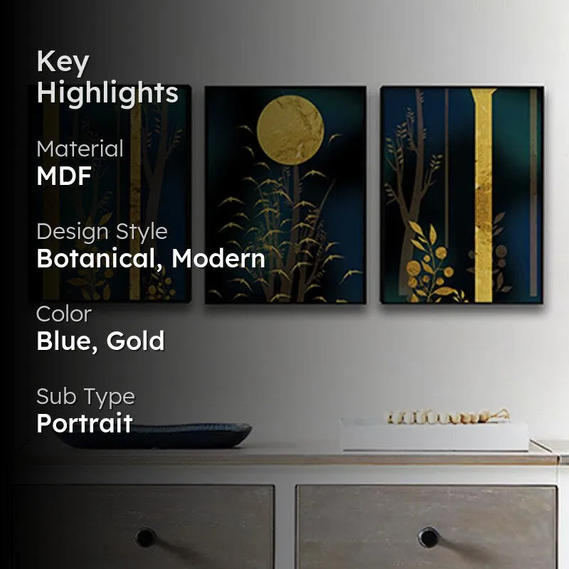 Moonlit Mist Wall Painting - Set Of Three media 2