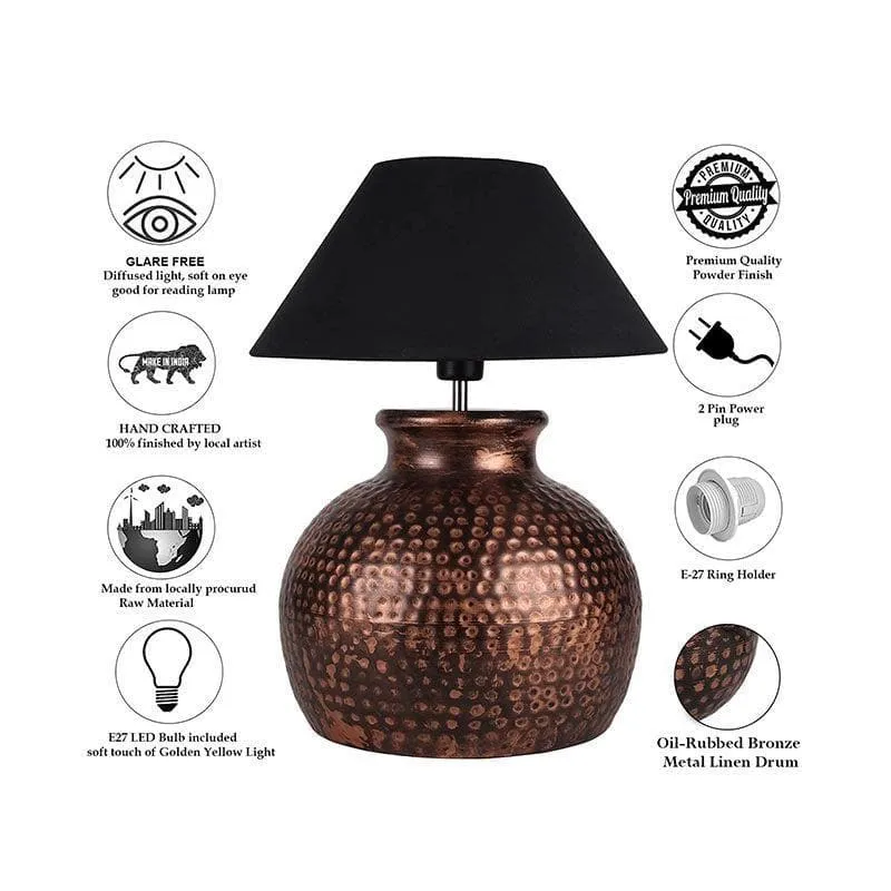 Girisha Fabric Table Lamp - Black,Bronze media 6