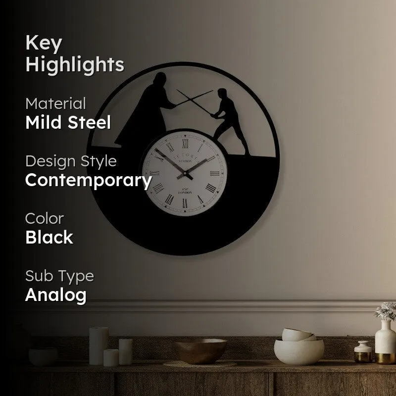 Fighter Steel Analog Wall Clock - Black media 2