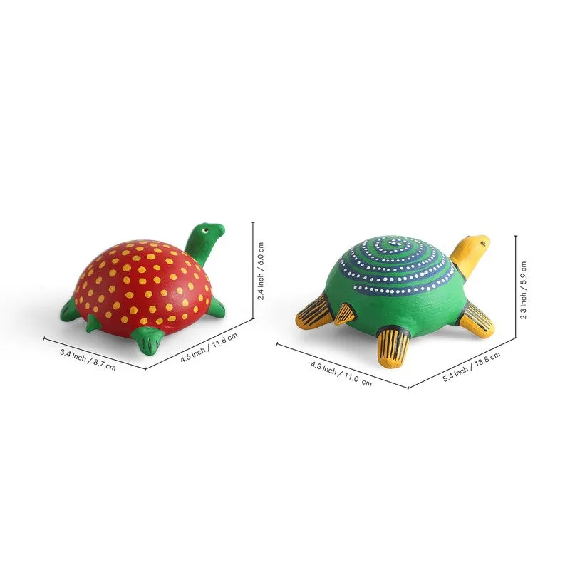 Turtle Trail Terracotta Handpainted Showpiece - Set Of Two media 7
