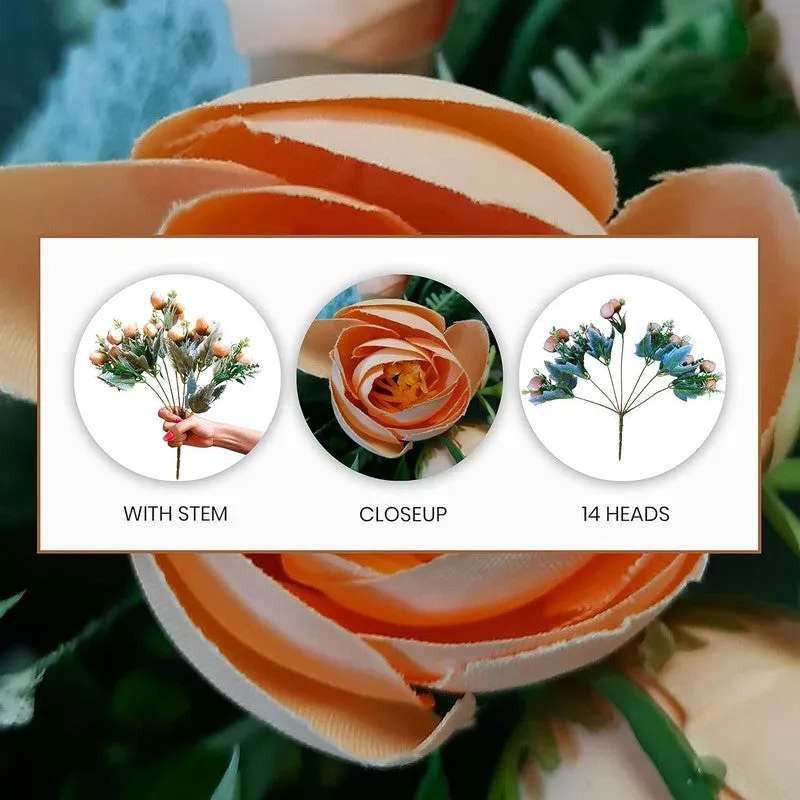Foliage Picks Rose Artificial Flower Stem - Orange media 7