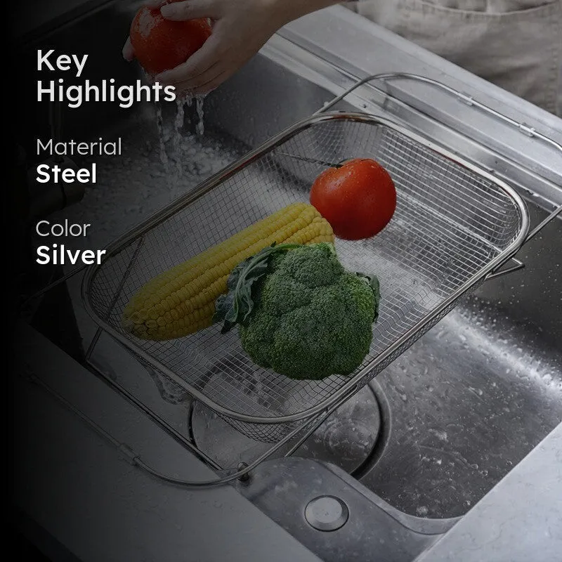 Versatile Steel Draining Rack & Fruit Basket media 2