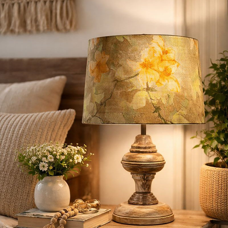 FloraHexa Wooden Table Lamp