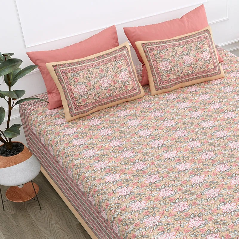 Dhriti Cotton Bedsheet (Pink) - 180 TC media 4