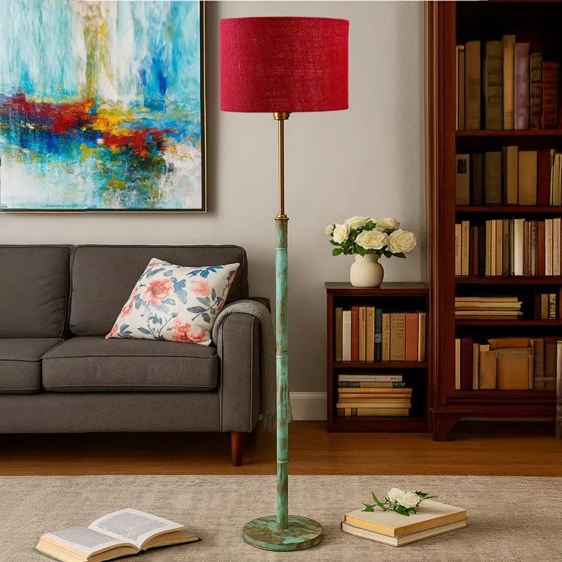 Vintage Glow Wooden Floor Lamp - Red media 4