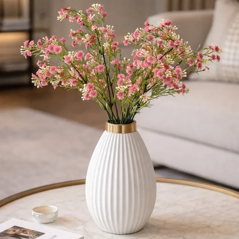 Aurevine Artificial Silk Faux Flowers (Pink,1.6 feet) - Set Of Two media 1