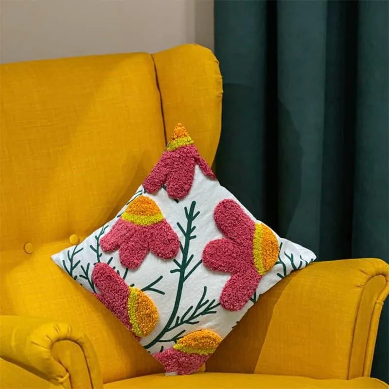 Zinnia Bloom Tufted Cushion Cover media 1