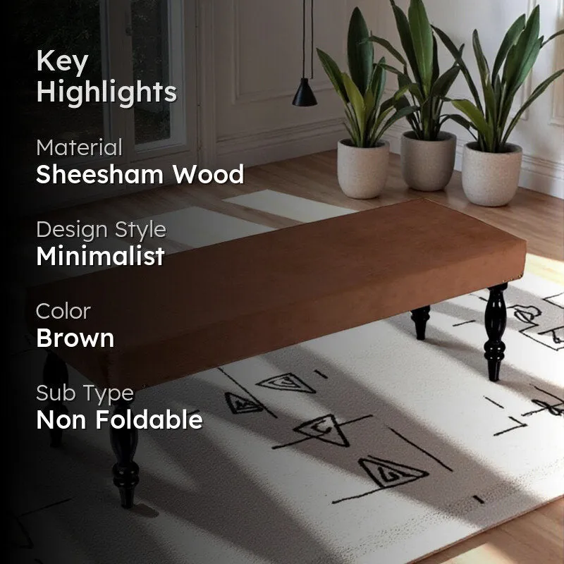 Bavro Sheesham Wooden Bench - Brown media 2