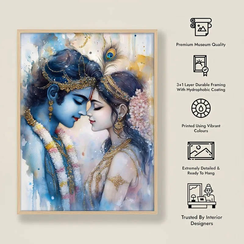 Radhe Gopala Spiritual Archival Paper Wall Painting - Natural Brown Frame media 8