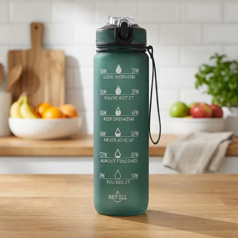 Solara Sportiq Plastic Water Bottle (1000 mL) - Hunter Green media 1