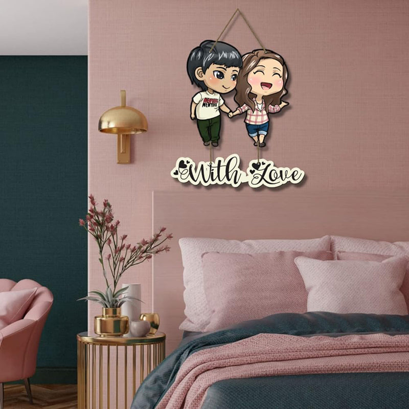 Cute Couple With Love Polyester & MDF Wall Hanging