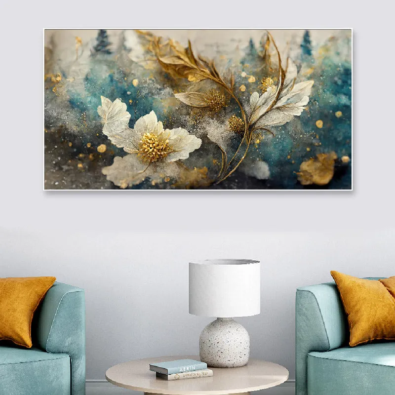 Pristine Floral Gold Wall Painting media 1