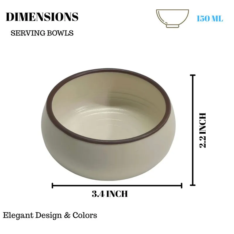 Brownline Handcrafted Ceramic Dip Bowls (Off White,150 mL) - Set Of Two media 6