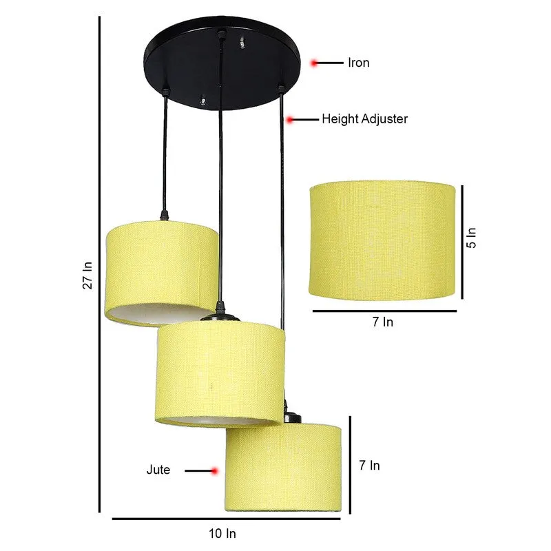 Sunset Glow Triple Metal Ceiling Lamp - Lemon Green media 8