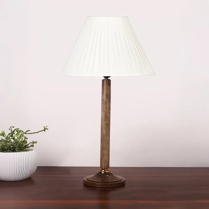 Antique Grace Table Lamp With Wooden Base - White,Brown media 3