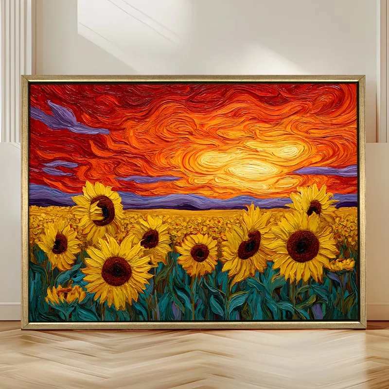 Crimson Horizon Canvas Wall Painting With Frame media 4