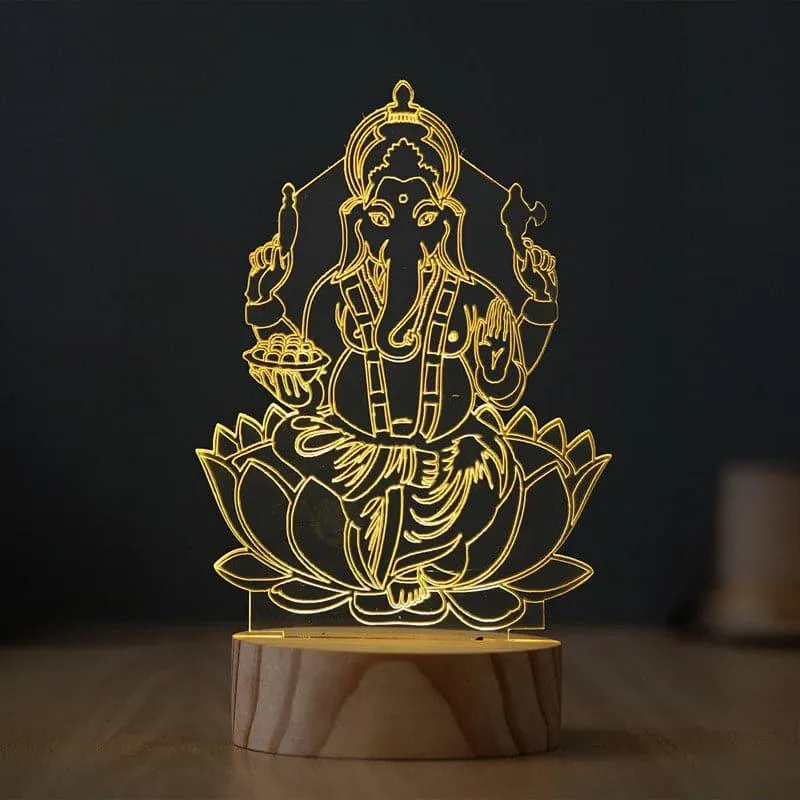 Lord Ganapati Luminance LED Acrylic Table Lamp - Brown media 1