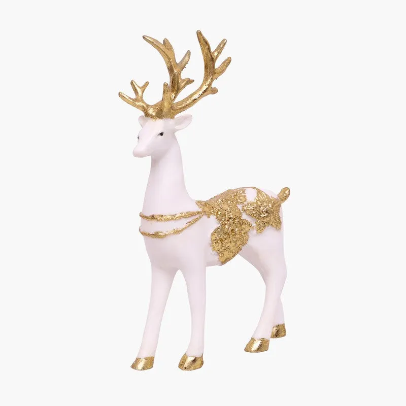Opulent Deer Polyresin Showpiece (White) - Set Of Two media 4