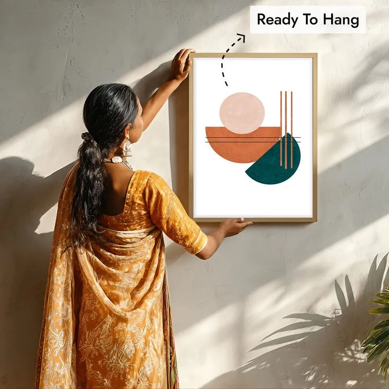Linear Pulse Canvas Wall Painting With Brown Frame media 7