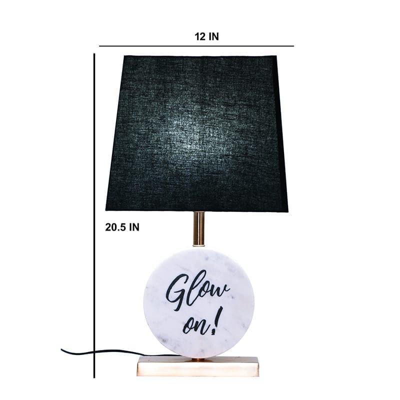 Glow On Marble & Copper Base Fabric Table Lamp - Blue,White media 5