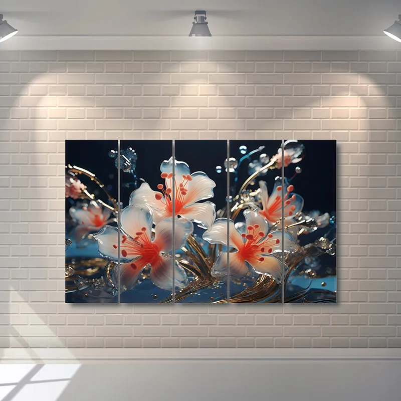 Liquid Flora I Canvas Wall Art - Set Of Five media 3
