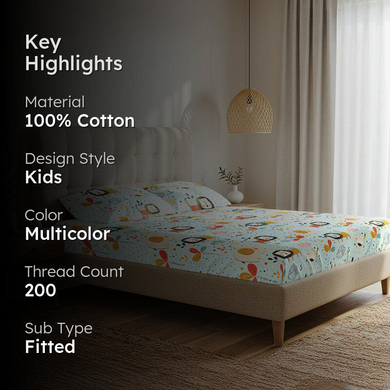Urban Space Junglee Kids Cotton Bedsheet (Pastel Blue) - 200 TC media 2