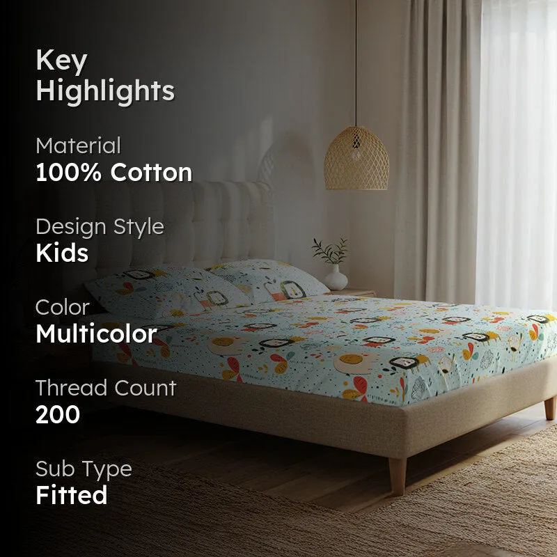 Urban Space Junglee Kids Cotton Bedsheet (Pastel Blue) - 200 TC media 2