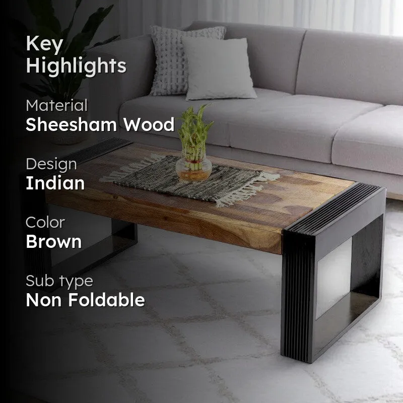 Zirox Sheesham Wooden Center Table - Brown media 2