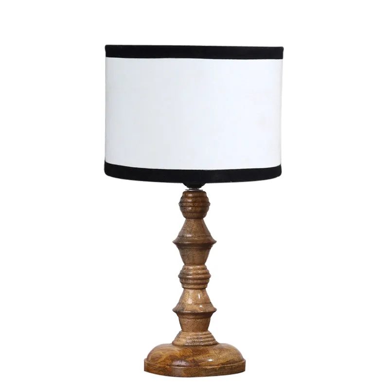 Cotin I Stripe Timber Wooden Table Lamp - White,Brown media 6