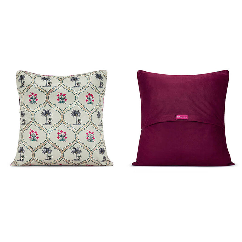 India Circus Jungle Jharokha Printed Velvet Cushion Cover - Set Of Five media 3