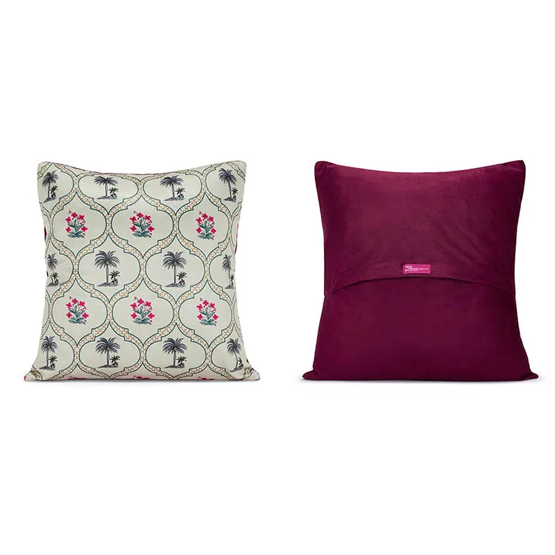 India Circus Jungle Jharokha Printed Velvet Cushion Cover - Set Of Five media 3