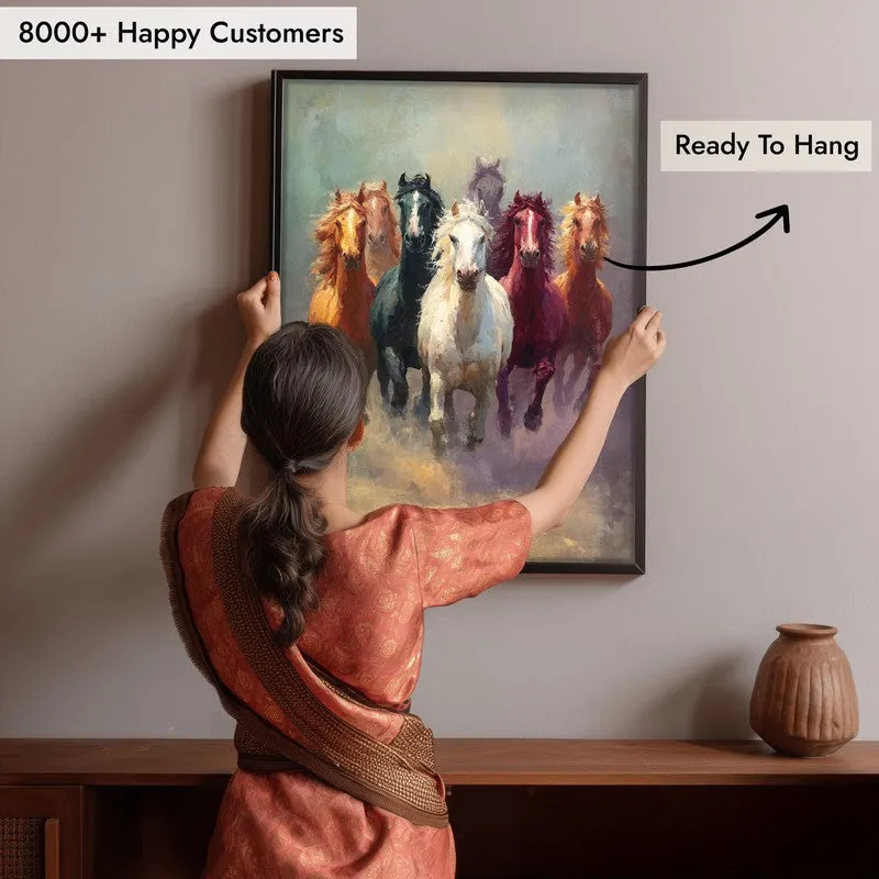 Majestic Horse Run Wall Painting With Black Frame media 8