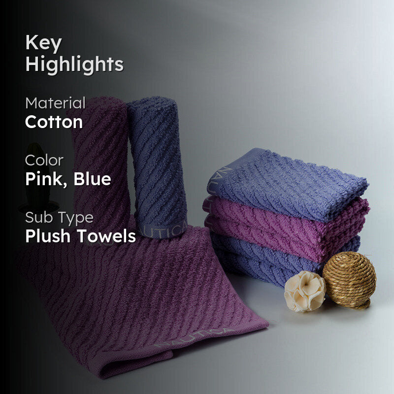 Nautica Riviera Soft Cotton Face Towel (Lilac & Light Blue) - Set Of Eight media 2