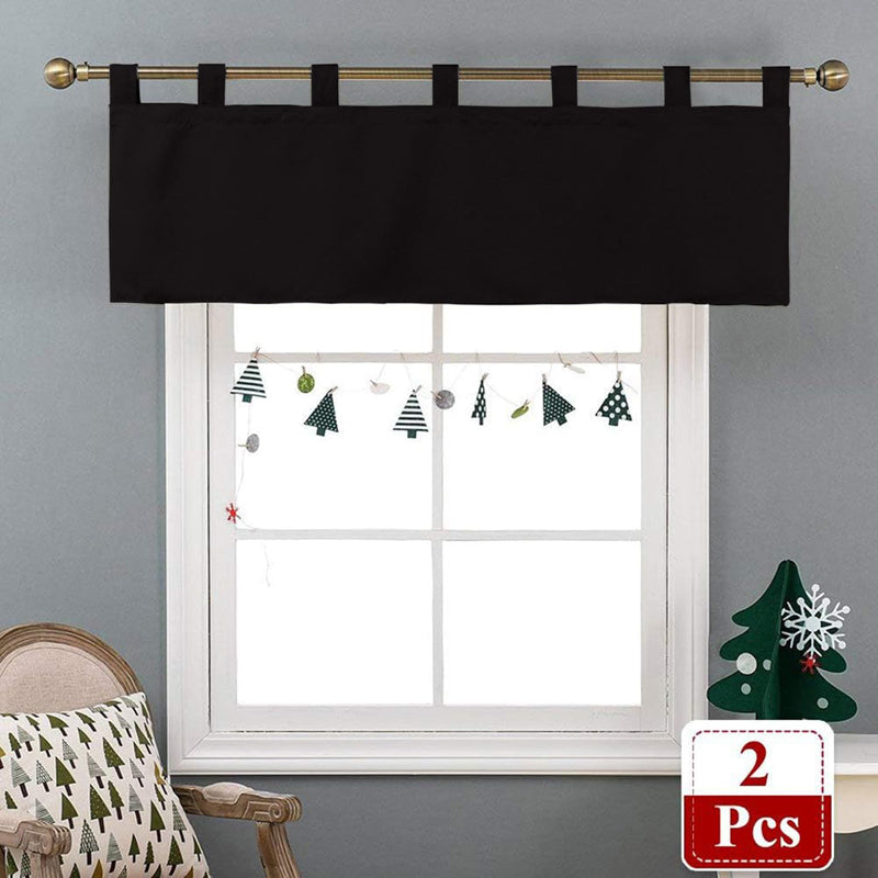 Tab Tale Flat Curtain Valance (Black) - Set Of Two media 7