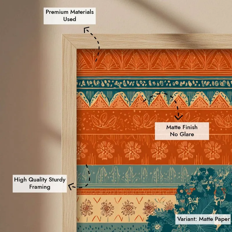 Kamadhenu Canvas Wall Painting With Brown Frame media 10