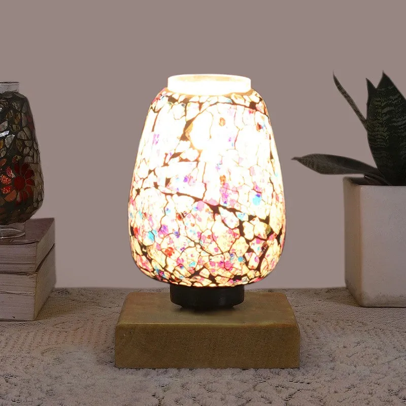 Norvessa Glass Table Lamp With Wooden Base - Multicolor media 3