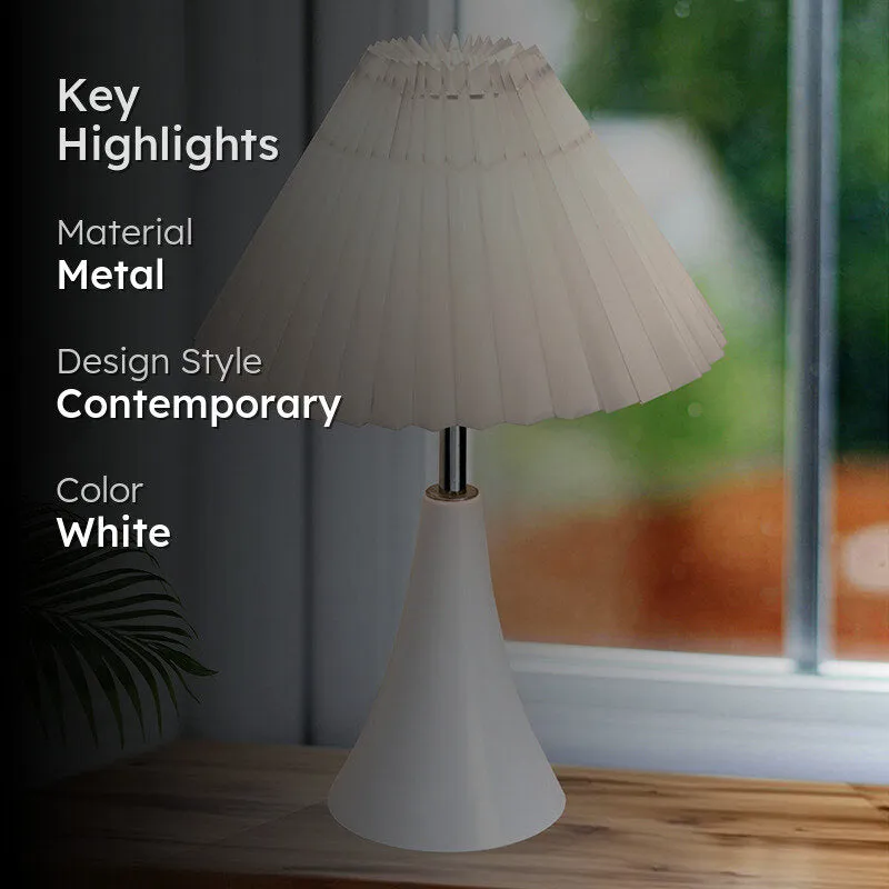 Arrido French Pleat Metal Table Lamp - White media 2
