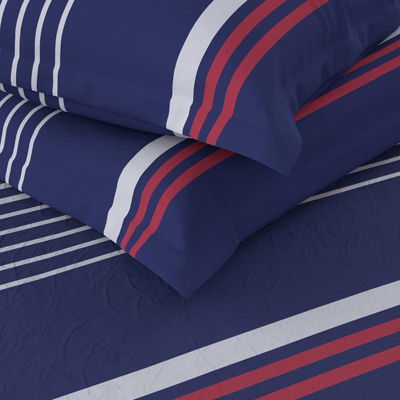 Nautica Versailles Veil Cotton Bedsheet (Blue & Grey) - 210 TC media 5