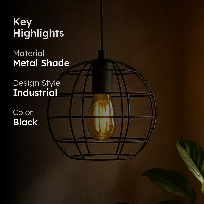 Mesh Ball Metal Ceiling Lamp - Black media 2