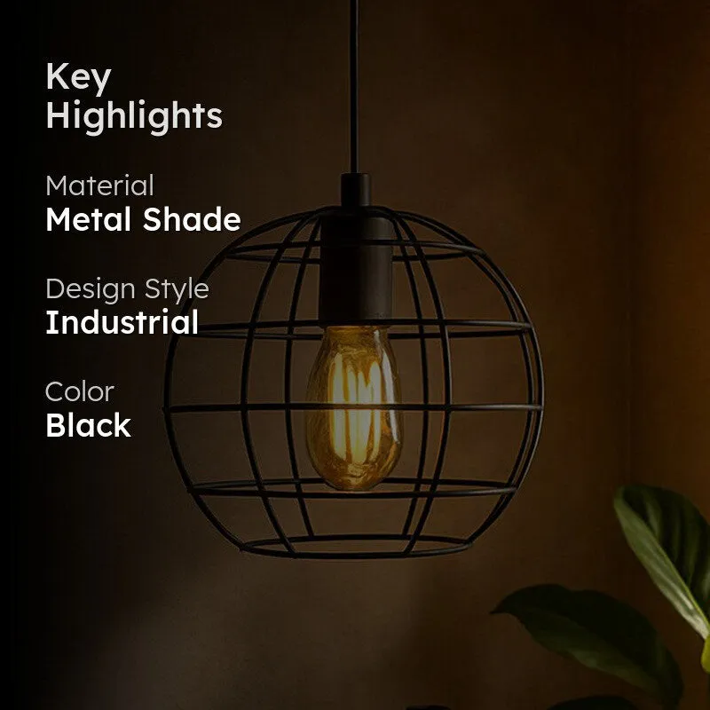 Mesh Ball Metal Ceiling Lamp - Black media 2