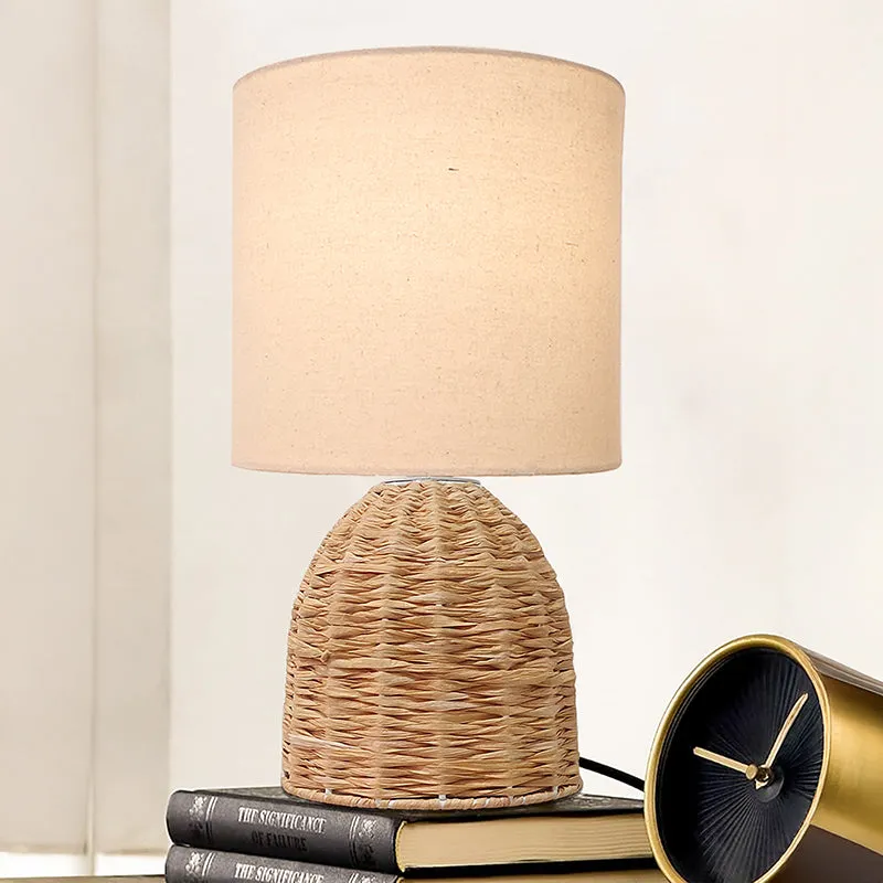 Palladian Curve Raffia Fabric Table Lamp - Beige,Brown media 1