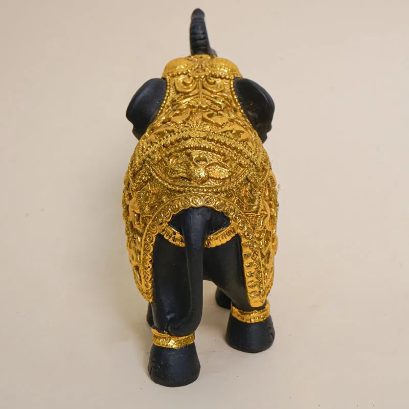 Gilded Gaja Resin Show Piece - Black & Gold media 5