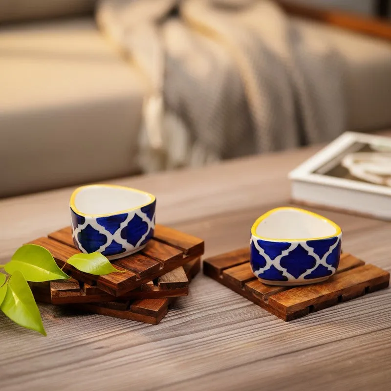 Platore Ceramic Dip Bowls (Blue,Yellow ,40 mL Each) - Set Of Two media 1