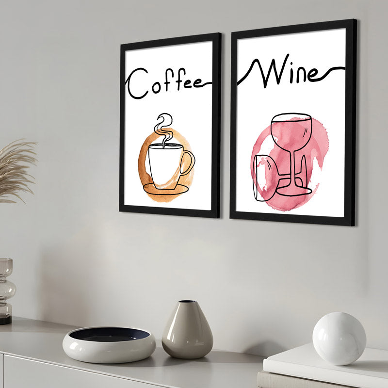 Coffee & Wine Wall Art With Frame - Set Of Two media 3