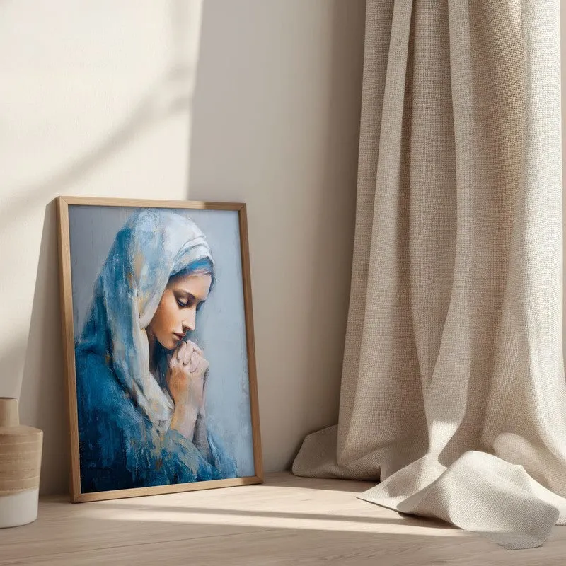 Prayerful Grace Archival Paper Wall Painting With Brown Frame media 3
