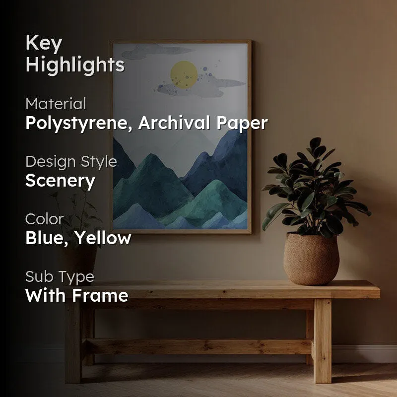 Blue Peaks Archival Paper Wall Art - Natural Brown Frame media 2