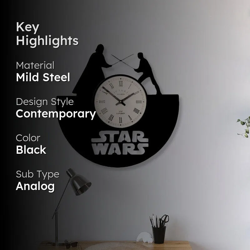 Starvex Steel Analog Wall Clock - Black media 2